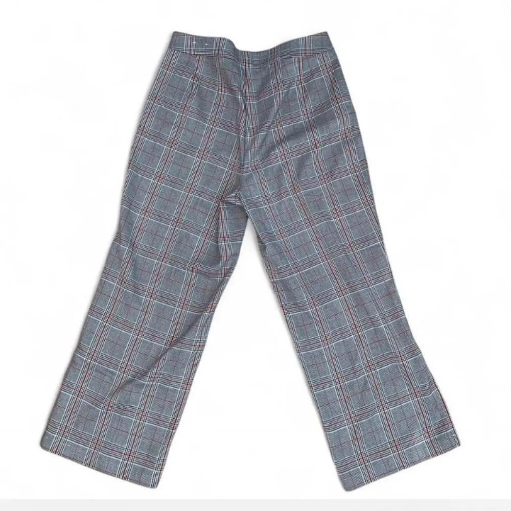 Loft Plaid Wide-Leg Pants with sailor Button Detail high rise size 10 gray red